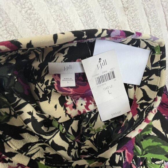 J. Jill Womens Multicolor Floral Oat Leaf Long Sleeve Top Tunic Blouse Large New - Picture 7 of 9